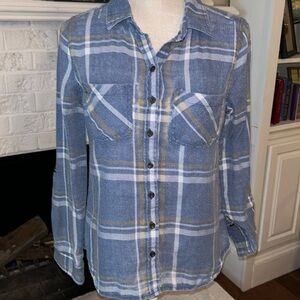 Polly & Esther Blue Plaid Button Down